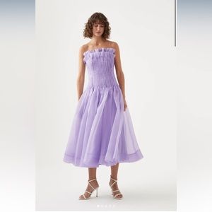 Aje Horizon Pintucked Midi Dress -Lilac - size 4 (US size 0)